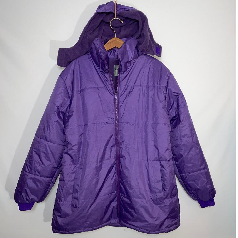 Revess Purple Puffer Coat -  Women's Size XL -‎ Removable Hood, Soft Lining